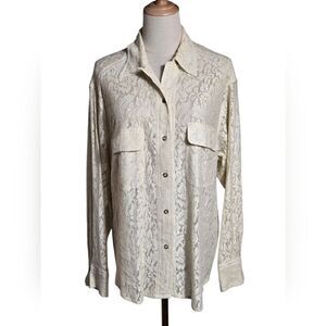 Chaus Jeanswear Vintage Cream Lace Button-Up Shirt